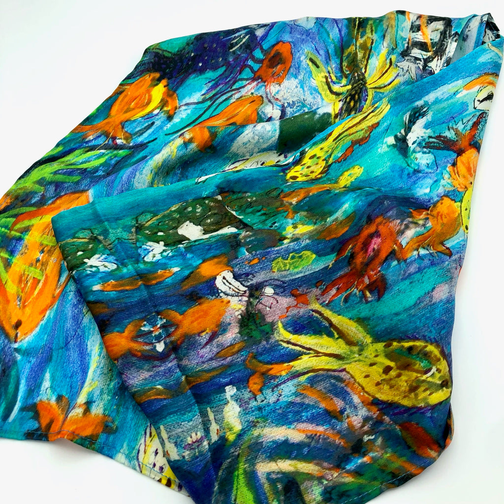 Aqua Scape Silk Scarf